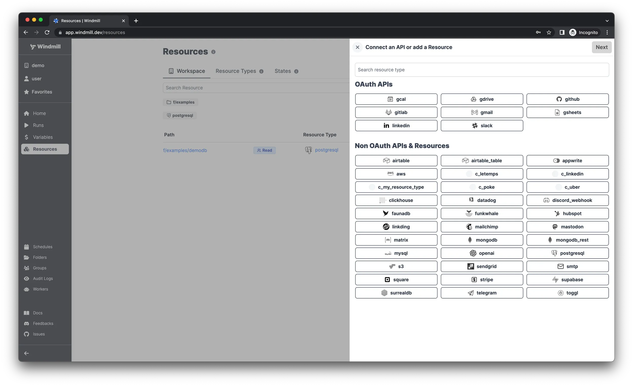 Resource selector